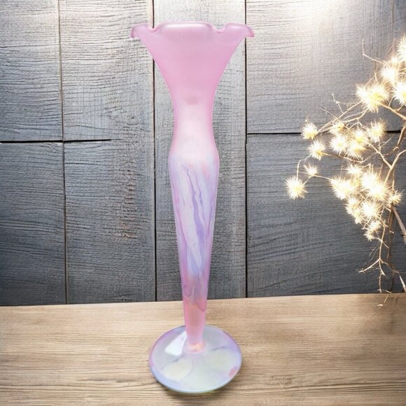 Deco Art Designs Canada Hand Crafted Art Glass Vase Multicolored Swung Vase VTG - Picture 1 of 12